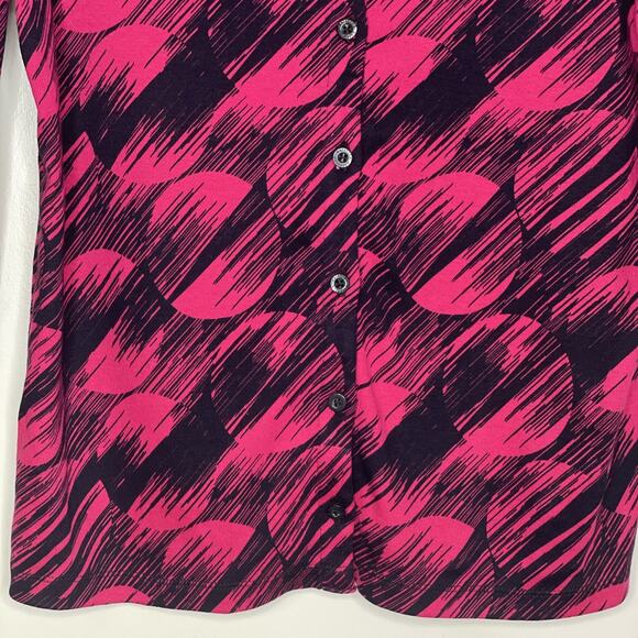 RAFAELLA Women's MEDIUM Sweater Button Front 3/4 Sleeves BLACK Dark PINK NWT - Picture 6 of 16